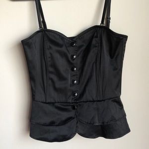 Black Satin Corset w/Removable Adjustable Straps